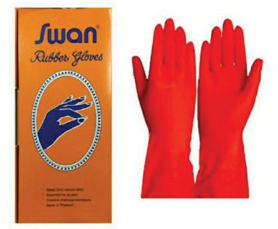 ถุงมือยาง SWAN สีส้ม